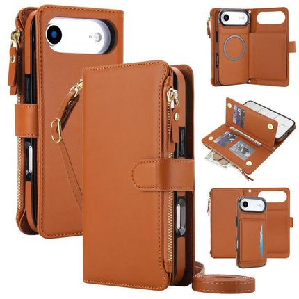 KLT-033 Detachable 2 in 1 Zipper Wallet Magnetic Phone Case with Lanyard, For iPhone Air, For iPhone 16 Pro Max, For iPhone 16 Pro