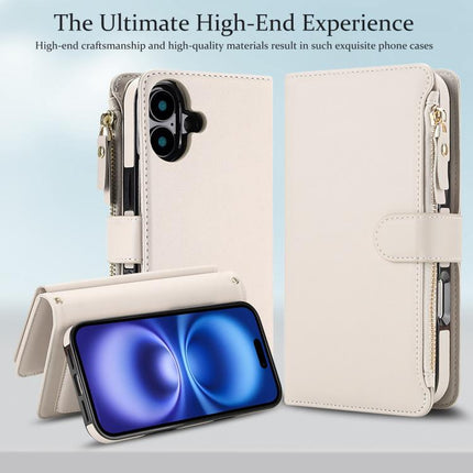 KLT-033 Detachable 2 in 1 Zipper Wallet Magnetic Phone Case with Lanyard, For iPhone 16 Plus, For iPhone 16, For iPhone 15 Pro Max