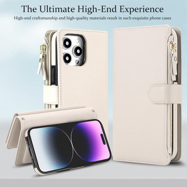 KLT-033 Detachable 2 in 1 Zipper Wallet Magnetic Phone Case with Lanyard, For iPhone 15 Pro, For iPhone 15 Plus / 14 Plus, For iPhone 15