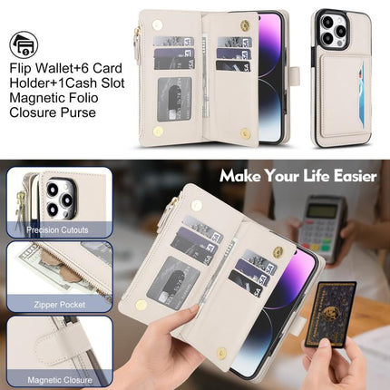 KLT-033 Detachable 2 in 1 Zipper Wallet Magnetic Phone Case with Lanyard, For iPhone 15 Pro, For iPhone 15 Plus / 14 Plus, For iPhone 15