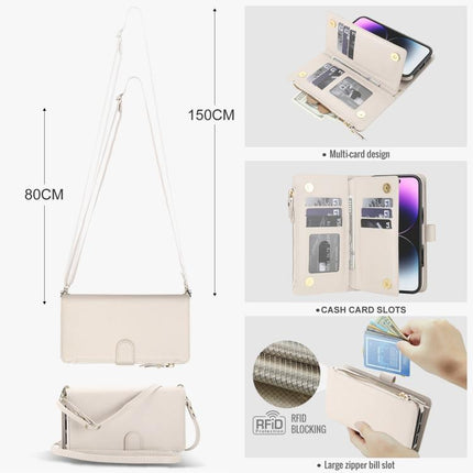 KLT-033 Detachable 2 in 1 Zipper Wallet Magnetic Phone Case with Lanyard, For iPhone 15 Pro, For iPhone 15 Plus / 14 Plus, For iPhone 15