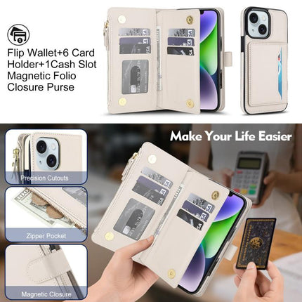 KLT-033 Detachable 2 in 1 Zipper Wallet Magnetic Phone Case with Lanyard, For iPhone 14 / 13, For iPhone 14 Pro, For iPhone 14 Pro Max