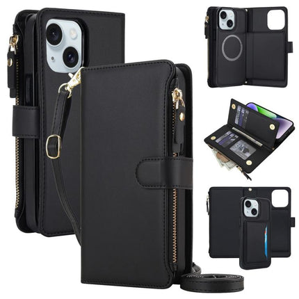 KLT-033 Detachable 2 in 1 Zipper Wallet Magnetic Phone Case with Lanyard, For iPhone 14 / 13, For iPhone 14 Pro, For iPhone 14 Pro Max