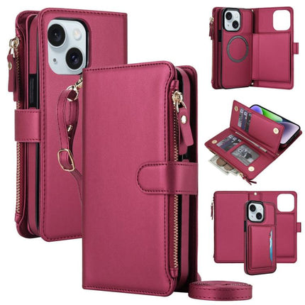 KLT-033 Detachable 2 in 1 Zipper Wallet Magnetic Phone Case with Lanyard, For iPhone 14 / 13, For iPhone 14 Pro, For iPhone 14 Pro Max