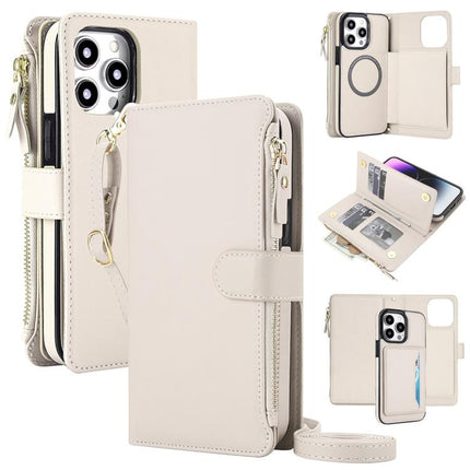 KLT-033 Detachable 2 in 1 Zipper Wallet Magnetic Phone Case with Lanyard, For iPhone 14 / 13, For iPhone 14 Pro, For iPhone 14 Pro Max