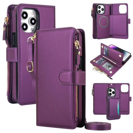 KLT-033 Detachable 2 in 1 Zipper Wallet Magnetic Phone Case with Lanyard, For iPhone 14 / 13, For iPhone 14 Pro, For iPhone 14 Pro Max