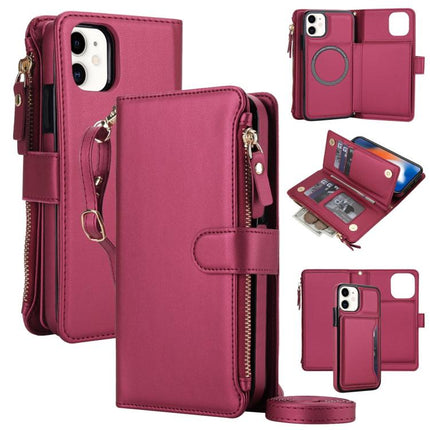 KLT-033 Detachable 2 in 1 Zipper Wallet Magnetic Phone Case with Lanyard, For iPhone 12 mini, For iPhone 11 Pro Max, For iPhone 11