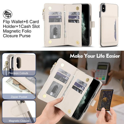 KLT-033 Detachable 2 in 1 Zipper Wallet Magnetic Phone Case with Lanyard, For iPhone XS Max, For iPhone 8 Plus / 7 Plus