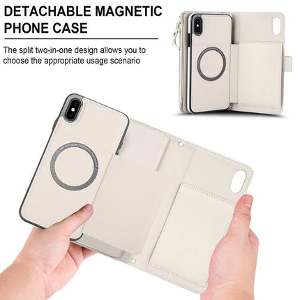 KLT-033 Detachable 2 in 1 Zipper Wallet Magnetic Phone Case with Lanyard, For iPhone XS Max, For iPhone 8 Plus / 7 Plus