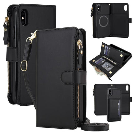 KLT-033 Detachable 2 in 1 Zipper Wallet Magnetic Phone Case with Lanyard, For iPhone XS Max, For iPhone 8 Plus / 7 Plus