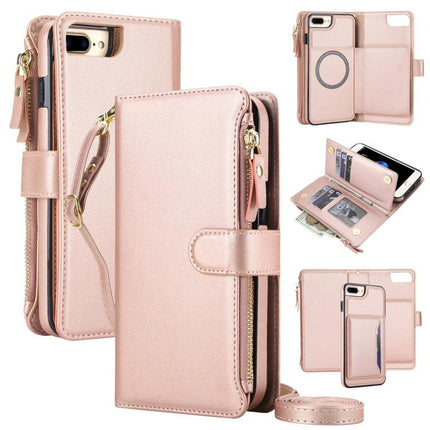 KLT-033 Detachable 2 in 1 Zipper Wallet Magnetic Phone Case with Lanyard, For iPhone XS Max, For iPhone 8 Plus / 7 Plus