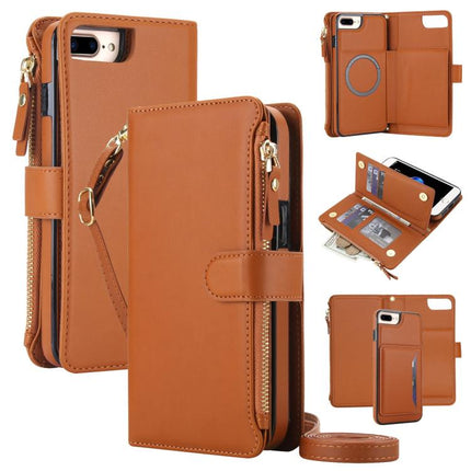 KLT-033 Detachable 2 in 1 Zipper Wallet Magnetic Phone Case with Lanyard, For iPhone XS Max, For iPhone 8 Plus / 7 Plus