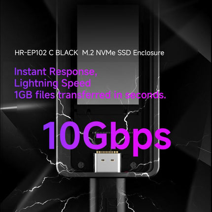 THERMALRIGHT HR-EP102 C 10Gbps M.2 NVMe SSD Enclosure with Type-C to Type-C Cable, HR-EP102 C C-C Cable