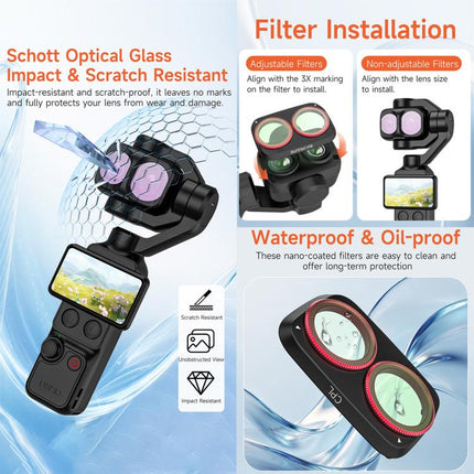 For DJI Osmo Pocket 4P Sunnylife Camera Lens Filter, MCUV, CPL, ND8, ND16, ND32, ND64, ND8/PL, ND16/PL, ND32/PL, ND64/PL, Black Mist 1/4, 3 in 1 Shadow Filter Set, 3 in 1 Mixed Filter Set, 4 in 1 ND/PL Set, 4 in 1 ND Set, 4 in 1 Mixed Filter Set       ...