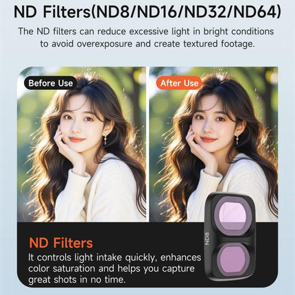 For DJI Osmo Pocket 4P Sunnylife Camera Lens Filter, MCUV, CPL, ND8, ND16, ND32, ND64, ND8/PL, ND16/PL, ND32/PL, ND64/PL, Black Mist 1/4, 3 in 1 Shadow Filter Set, 3 in 1 Mixed Filter Set, 4 in 1 ND/PL Set, 4 in 1 ND Set, 4 in 1 Mixed Filter Set       ...