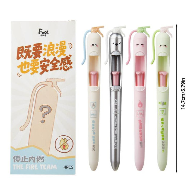 4 PCS/Set Fire Extinguisher Design 0.5mm Tip Retractable Gel Pen for Students