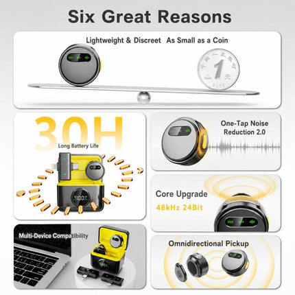 Q10 Magnetic Live Streaming Wireless Lavalier Noise Reduction Microphone, Type-C, 8 Pin, Type-C+8 Pin