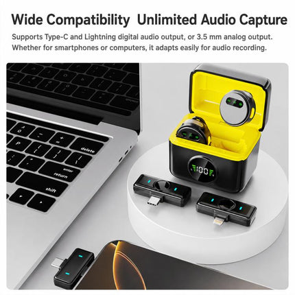 Q10 Magnetic Live Streaming Wireless Lavalier Noise Reduction Microphone, Type-C, 8 Pin, Type-C+8 Pin
