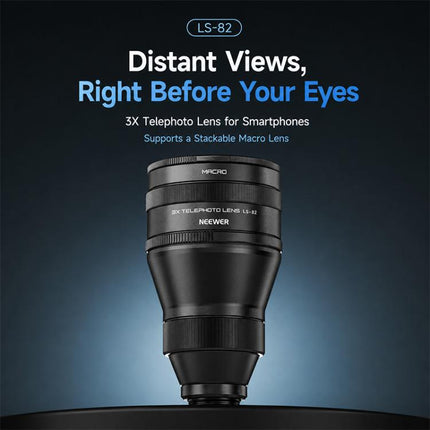 NEEWER 3X Phone Telephoto Lens, without Macro Lens, with Macro Lens, Universal Clip For 17mm Threaded Lens, LS-89 Upgraded Version