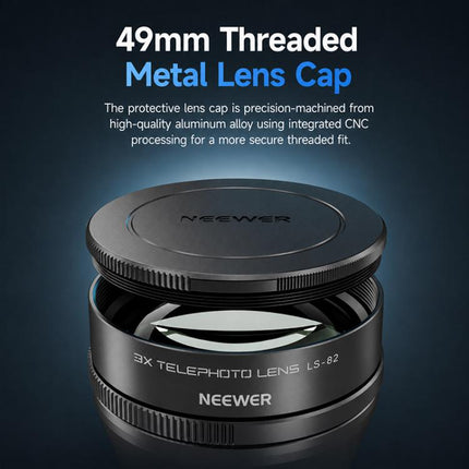 NEEWER 3X Phone Telephoto Lens, without Macro Lens, with Macro Lens, Universal Clip For 17mm Threaded Lens, LS-89 Upgraded Version