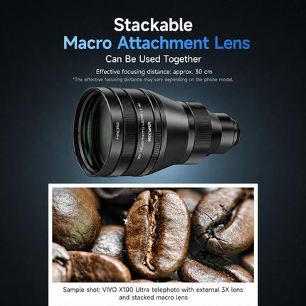 NEEWER 3X Phone Telephoto Lens, without Macro Lens, with Macro Lens, Universal Clip For 17mm Threaded Lens, LS-89 Upgraded Version