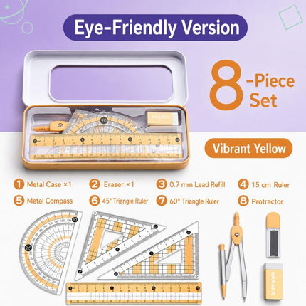 8PCS / Set Compass and Ruler Set For Students