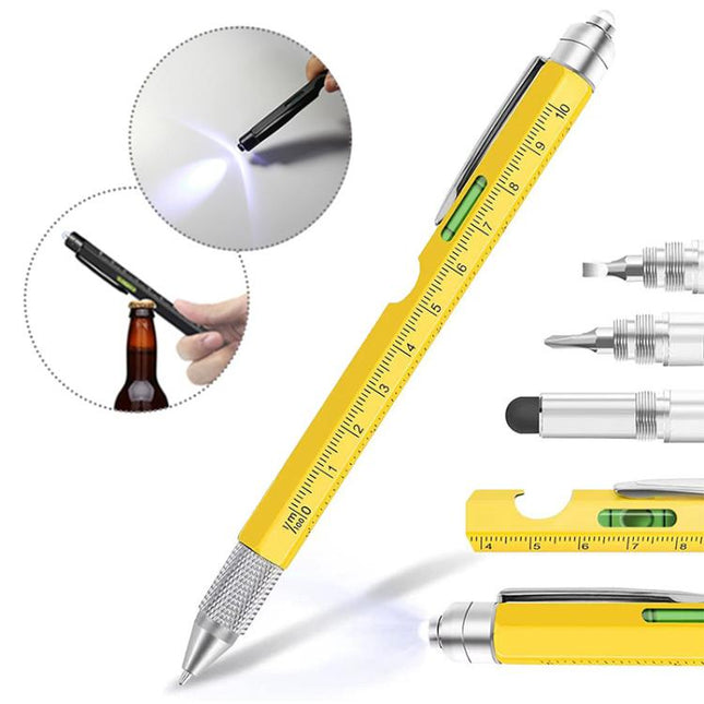 9-in-1 Multifunctional Tool Pen Bottle Opener Metal Ballpoint Pen