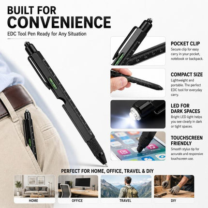9-in-1 Multifunctional Tool Pen Bottle Opener Metal Ballpoint Pen
