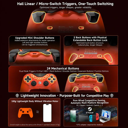 GameSir T3 CE Tarantula 8K Wired Game Controller for Switch, PC, Android, Steam, T3 CE