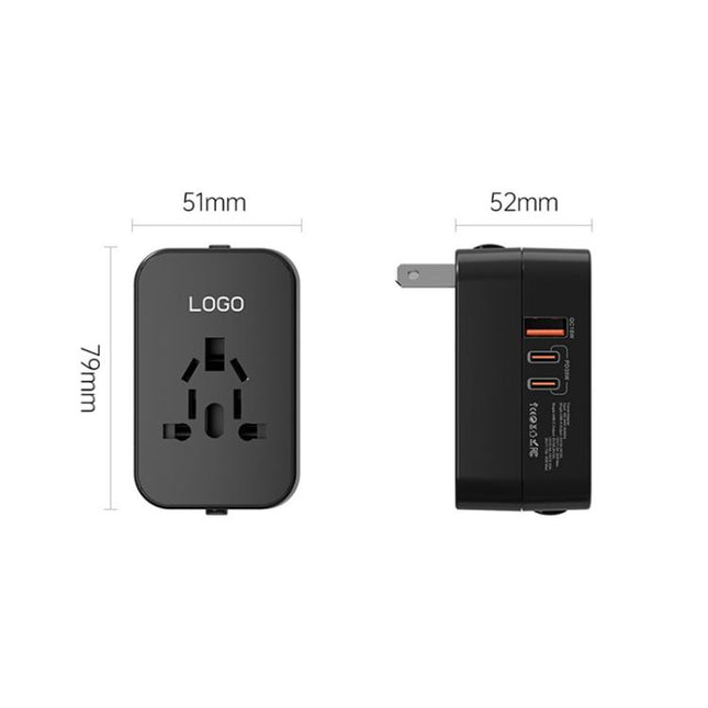 PD35W 2-Port Type-C + USB-A Universal Travel Adapter Worldwide Charger