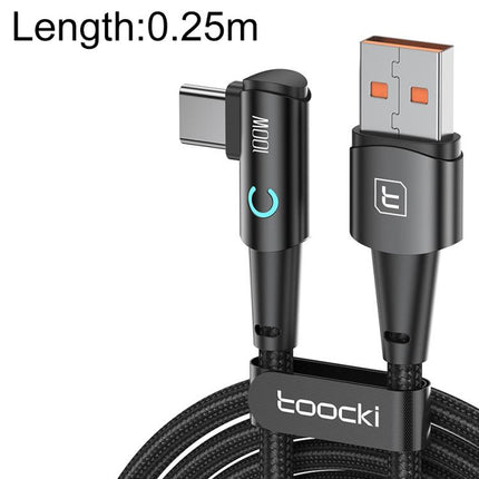 Toocki 100W USB to Type-C Right-Angle Aluminum Alloy Fast Charging Data Cable, 0.25m, 2m, 3m