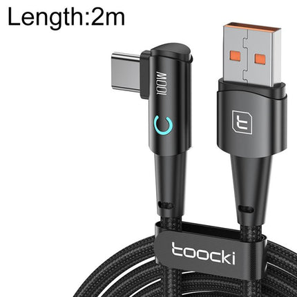 Toocki 100W USB to Type-C Right-Angle Aluminum Alloy Fast Charging Data Cable, 0.25m, 2m, 3m