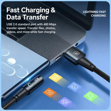 Toocki 100W USB to Type-C Right-Angle Aluminum Alloy Fast Charging Data Cable, 0.25m, 2m, 3m