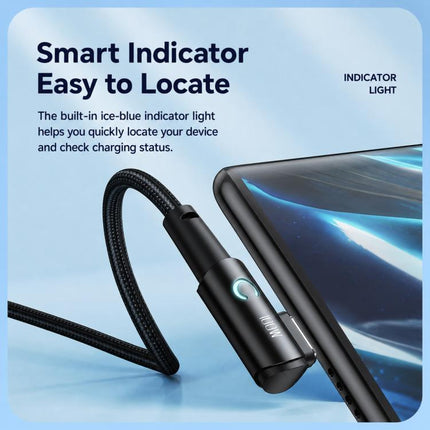 Toocki 100W USB to Type-C Right-Angle Aluminum Alloy Fast Charging Data Cable, 0.25m, 2m, 3m