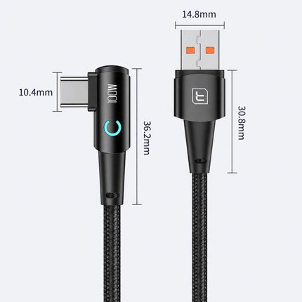 Toocki 100W USB to Type-C Right-Angle Aluminum Alloy Fast Charging Data Cable, 0.25m, 2m, 3m