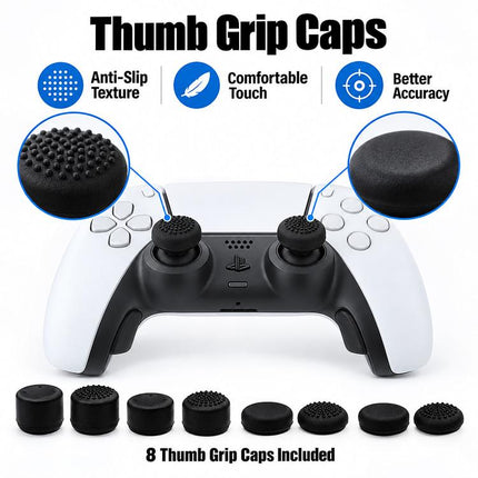 XDcase 12-in-1 Set For PS5 Controller L2/R2 Triggers Extenders & Anti-slip Thumb Grips
