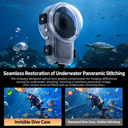 Invisible Dive Housing 60m Waterproof Case with Dedicated Lens & Magnetic Base, For Insta360 X6 Magnetic Base