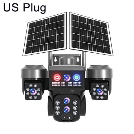 V380 Outdoor Triple-Lens Security Camera 360 PTZ Panoramic View Camera with Dual Solar Panels, 4G Version, WiFi Version