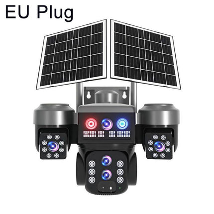 V380 Outdoor Triple-Lens Security Camera 360 PTZ Panoramic View Camera with Dual Solar Panels, 4G Version, WiFi Version