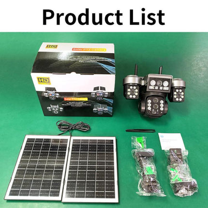 V380 Outdoor Triple-Lens Security Camera 360 PTZ Panoramic View Camera with Dual Solar Panels, 4G Version, WiFi Version