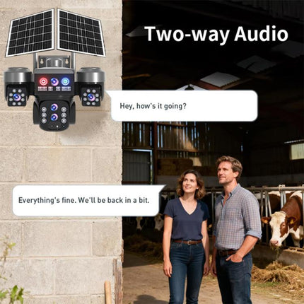 V380 Outdoor Triple-Lens Security Camera 360 PTZ Panoramic View Camera with Dual Solar Panels, 4G Version, WiFi Version