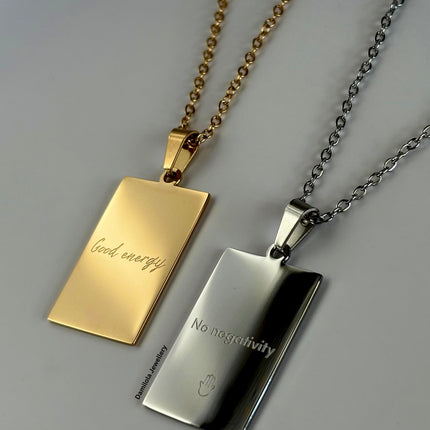 ‘Good energy. No negativity’ Necklace - Gold/Silver - Double Sided