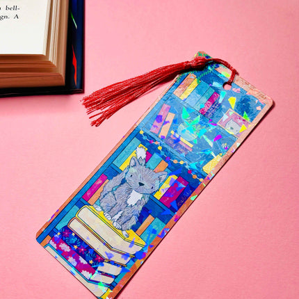 Cat Bookmark- Handmade Holographic Bookmark