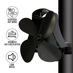 YL-105 4-Blade Aluminum Heat Powered Fireplace Stove Fan, YL-105 (Black), YL-105 (Bronze), YL-105 (Grey), YL-105 (Gold), YL-105 (Rose Red), YL-105 (Silver), YL-105(White)