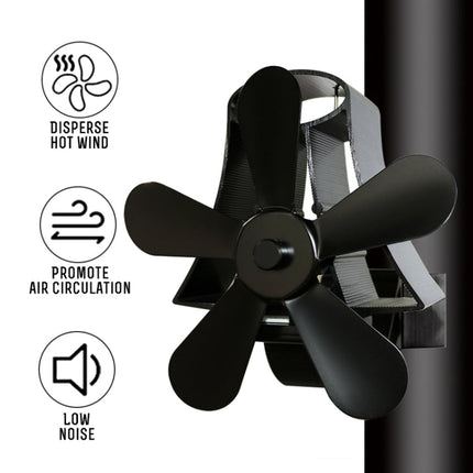 YL-106 5-Blade High Temperature Aluminum Heat Powered Fireplace Stove Fan, YL-106 (Black), YL-106 (Bronze), YL-106 (Grey), YL-106 (Gold), YL-106 (Rose Red), YL-106 (Silver), YL-106 (White)