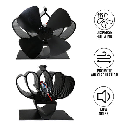 YL201 4-Blade High Temperature Metal Heat Powered Fireplace Stove Fan, YL201 (Grey), YL201 (Gold), YL201 (Rose Red), YL201 (Silver), YL201 (Black), YL201 (Bronze)