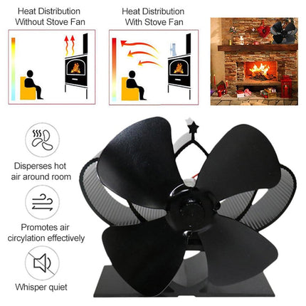 YL201 4-Blade High Temperature Metal Heat Powered Fireplace Stove Fan, YL201 (Grey), YL201 (Gold), YL201 (Rose Red), YL201 (Silver), YL201 (Black), YL201 (Bronze)