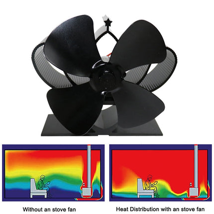 YL201 4-Blade High Temperature Metal Heat Powered Fireplace Stove Fan, YL201 (Grey), YL201 (Gold), YL201 (Rose Red), YL201 (Silver), YL201 (Black), YL201 (Bronze)