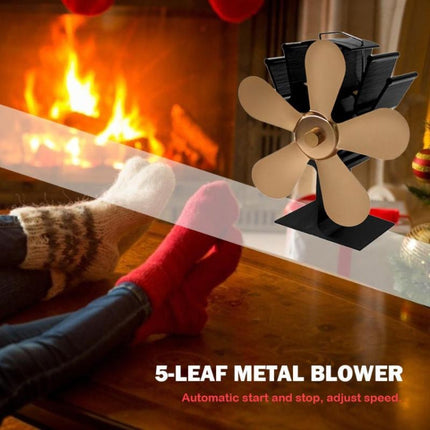YL602 5-Blade High Temperature Metal Heat Powered Fireplace Stove Fan, YL602 (Bronze), YL602 (Grey), YL602 (Gold), YL602 (Rose Red), YL602 (Silver), YL602 (Black)