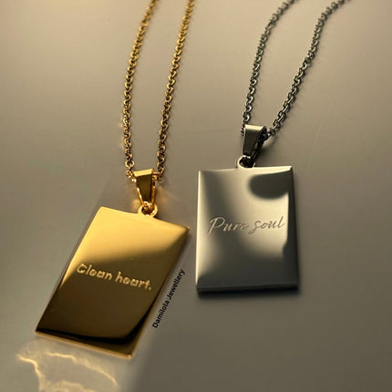 ‘Clean heart. Pure soul’ Necklace - Gold/Silver - Double sided